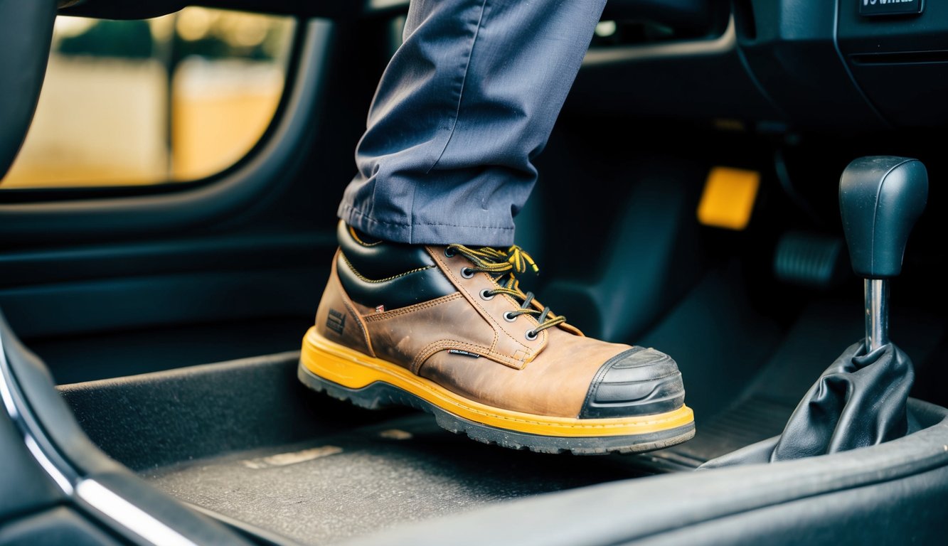 Schuh eines LKW Fahrer